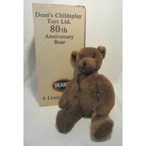 DEANS 80th Anniversary growler collector LARGE stuffed bear original box VINTAGE